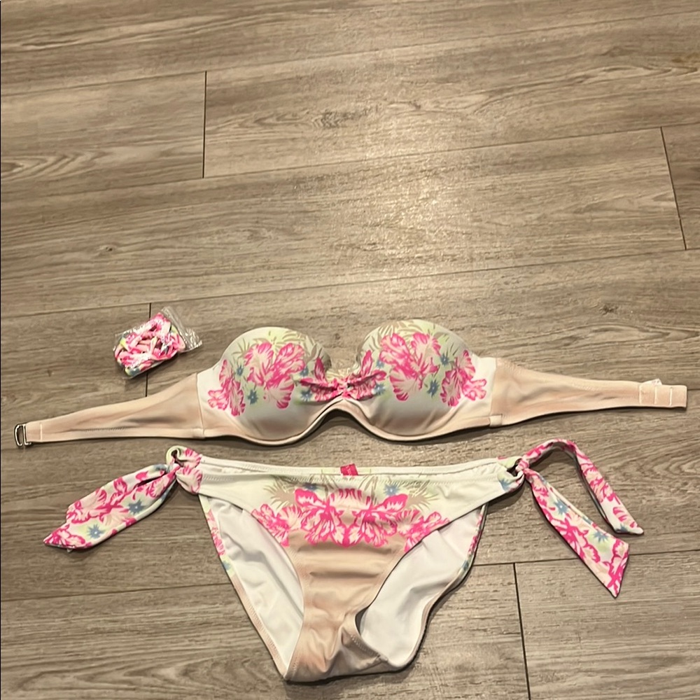 Victoria's Secret Floral Bikini with Pink and Cream